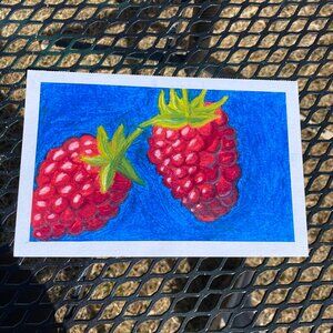 Original Oil Pastel Painting "Raspberry"
